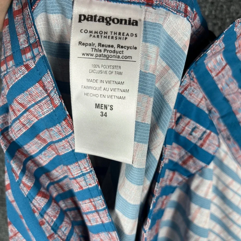Patagonia‎ Board Shorts Mens 32 Blue Red Striped Lace Up Swim Trunks Pocket